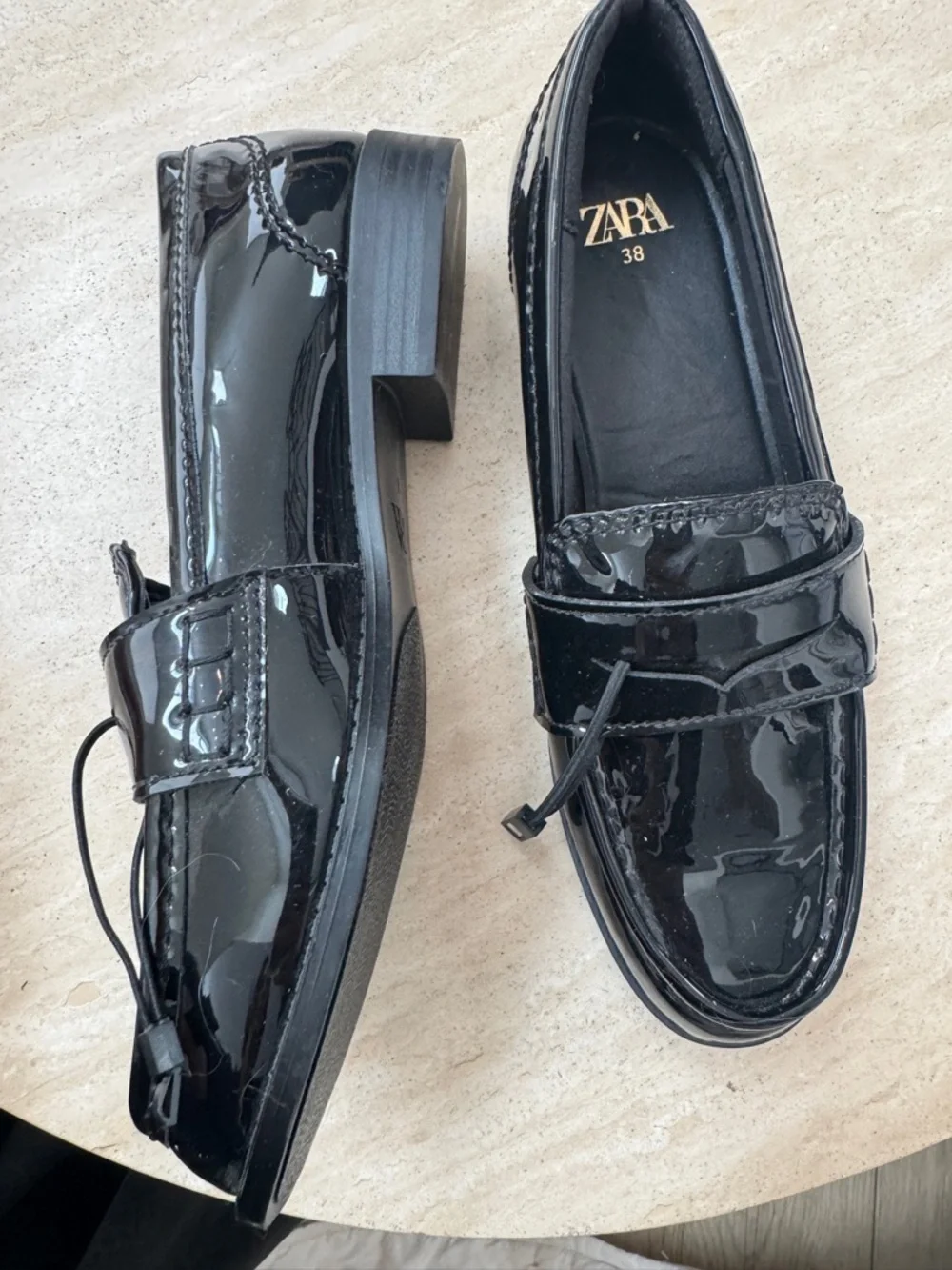 Zara Black Patent Leather Penny Loafers - Picture 3 of 6